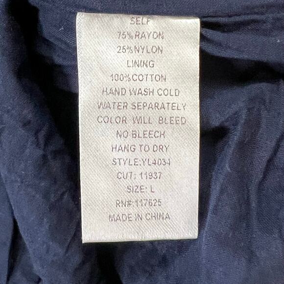 Agaci Mini Dress L Blue Strapless Lace Mesh Embroidered Smocked Y2K Boho Chic - Picture 13 of 14